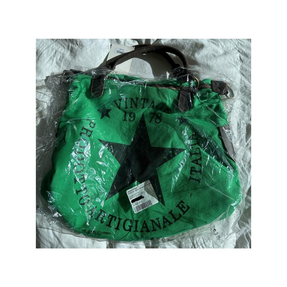 Italian Pavilion Green Vintage Prodotto Artigianle Crossbody Canvas Bag, BNWT - Picture 2 of 9